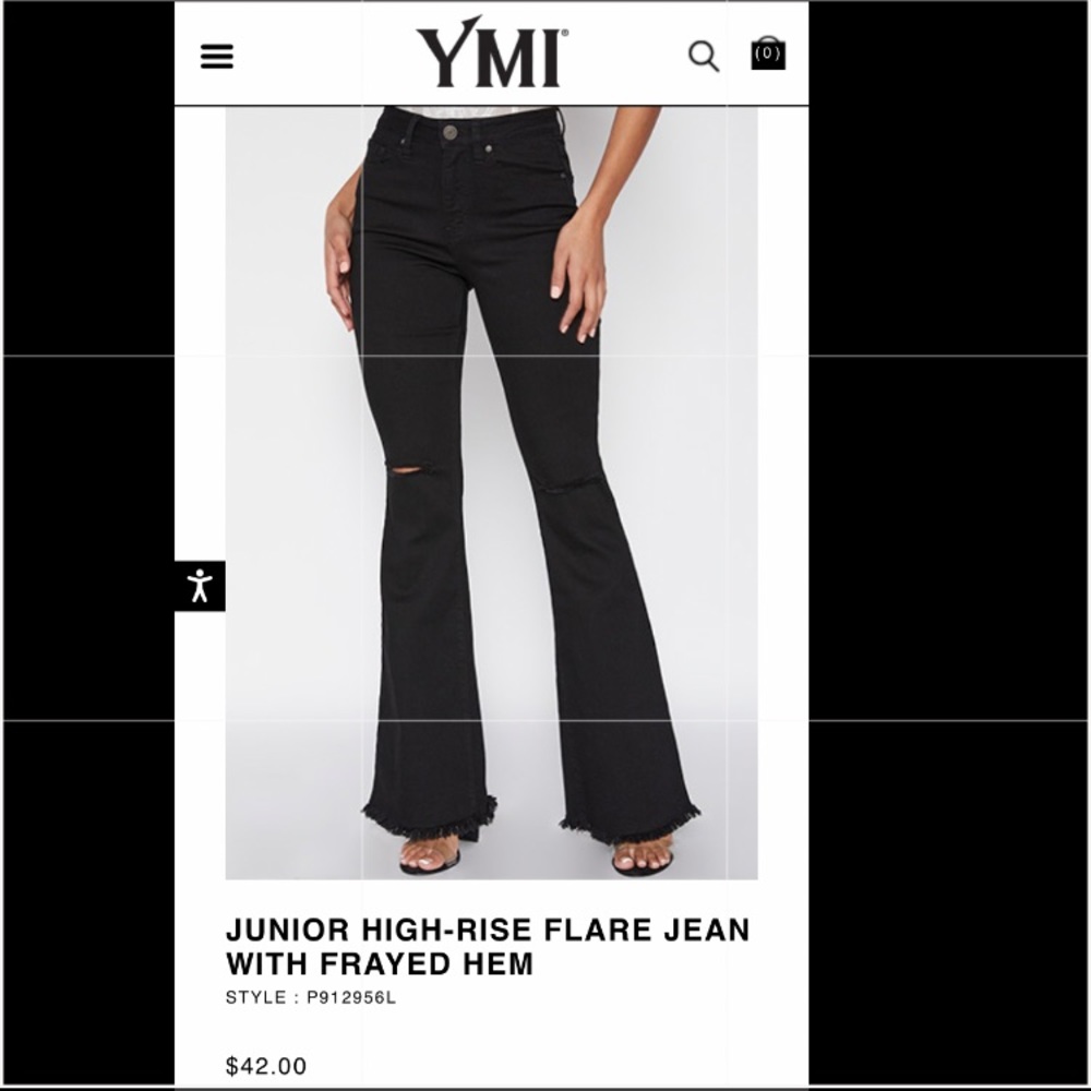YMI JUNIOR HIGH-RISE FLARE JEAN WITH FRAYED HEM
